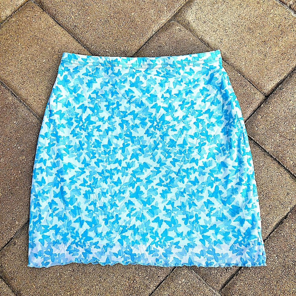 SHEIN blue butterfly tight skirt